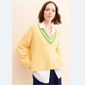 Lisa Says Gah Yellow and Green V-Neck Sweater